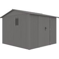 Rowlinsons Brentvale 10' x 10' Premium Apex Metal Shed with Foundation Kit in Grey