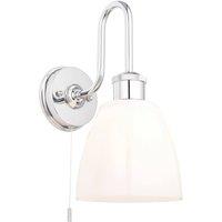 Netlighting Piper Bathroom Wall Lamp Chrome Plate Gloss Opal Glass 1x E27 in Silver