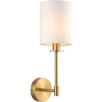 Netlighting Sancerre Wall Lamp Shade Brass Plate Fabric 1x E14 in Gold
