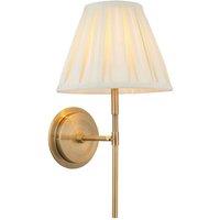 Netlighting Rennes & Carla Wall Lamp with Shade Antique Brass Plate & Cream Fabric in Gold