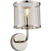 Netlighting Hopton Glass Shade Wall Lamp Bright Nickel in Silver