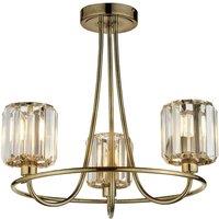 Netlighting Berenice 3 Light Multi Arm Glass Shade Semi Flush Ceiling Lamp Brass in Gold