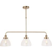 Netlighting Hansen Bar Pendant Brass Plate Glass 3x E27 in Gold