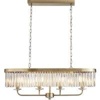 Netlighting Ascoli Bar Pendant Brass Plate & Cut Glass 4 x 6W LED E14 in Gold