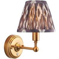 Netlighting Burley Rechargeable Wall Light Grey Fabric Ikat Shade 16cm in Gold
