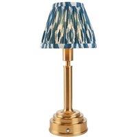Netlighting Upton Rechargeable Table Lamp Blue Fabric Ikat Shade 16cm