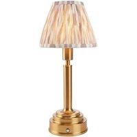 Netlighting Upton Rechargeable Table Lamp Fabric Ikat Shade 16cm in Gold