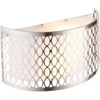 Netlighting Cordero Flush Wall Lamp Nickel Plate White Fabric Frosted Glass 2xE14 in Grey
