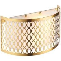 Netlighting Cordero Flush Wall Lamp Gold Plate White Fabric Frosted Glass 2xE14