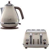 DELONGHI Icona Vintage 1.7L Kettle & 4 Slice Toaster Beige