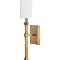 Netlighting Hinkley Moore Candle Wall Lamp Brass Ivory Linen Shade 1x E14 in Gold
