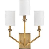 Netlighting Hinkley Moore Candle Wall Lamp Brass Ivory Linen Shade 3x E14 in Gold
