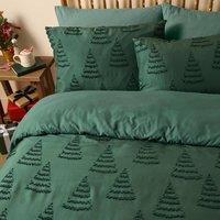 Duvet Day Trees Soft Tufted Christmas Duvet Cover Set in Green | Size: King