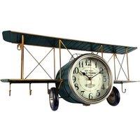 Minster Aeroplane Table Clock - L28 x W18 x H64 cm in Blue