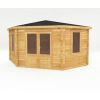 Mercia 4 x 4 m Corner Cabin - 28 mm - L415 x W409 x H286.7 cm - Brown