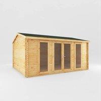Mercia Home Office Studio Log Cabin - 28 mm - L414.1 x W503.6 x H272.5 cm in Light Tan