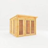 Mercia 3 x 3 m Studio Pent Log Cabin - 28 mm - L333.4 x W303.2 x H249.4 cm in Natural