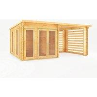Mercia 6 x 3 m Studio Pent 28 mm Log Cabin with Slatted Area in Light Tan