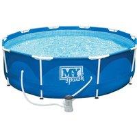 M.Y Metal Pool & Filter Set 10ft Pool x Frame 10ft 30in in Blue | Size: Large