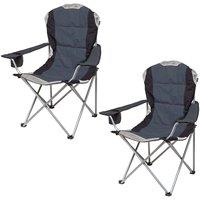 VFM e-Store High Back Folding Camping Chair 2 Set Carry Bag Slate Grey