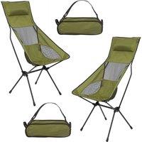 VFM e-Store High Back Folding Camping Chair 2 Set Carry Bag Forest Green