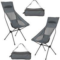 VFM e-Store High Back Folding Camping Chair 2 Set Carry Bag Slate Grey