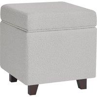 Luxury Living Boucle Fabric Ottoman Footstool with Storage - Contemporary Square Design, Multi-Use as Stool, Chair, or Footrest in Grey