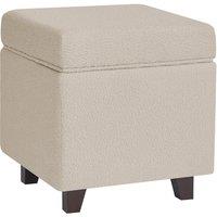 Luxury Living Boucle Fabric Ottoman Footstool with Storage - Contemporary Square Design, Multi-Use as Stool, Chair, or Footrest in Beige