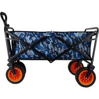 VFM e-Store Folding Trolly Cart 90Kg Capacity Collapsible 2 Storage Pouches Blue