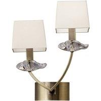 Netlighting Akira Wall Lamp Switched 2 Light E14 Antique Brass With Cream Shades in Gold
