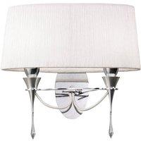 Netlighting Lucca Wall Lamp Switched 2 Light E27 Chrome White Shade & Crystal