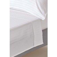 Homescapes Egyptian Cotton Satin Stripe Flat Sheet 330 Thread Count in White | Size: Super King Flat