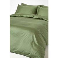 Homescapes Sateen Cotton Duvet Cover Set 400 TC in Green | Size: Super King