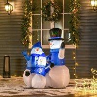 HOMCOM LED Lighted Christmas Inflatable Holiday Decorations Snowmen Family in White