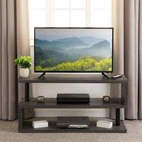Seconique Quebec TV Stand Black Wood Grain/Black in Dark Grey