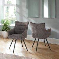 Seconique Lewis Carver Swivel Dining Chair in Dark Grey