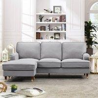 Artemis Home Woodbury 218cm Reversible Velvet Fabric Corner Sofa in Grey