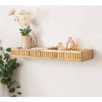 Melody Maison Mango Wood Fluted Wooden Wall Shelf - 70cm in Light Brown