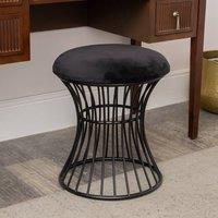 Melody Maison Black Metal Detailed Upholstered Dressing Table Stool