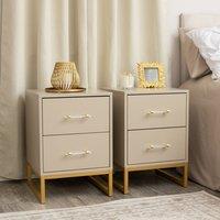 Melody Maison Pair Of Two Drawer Bedside Tables - Liana Taupe Range