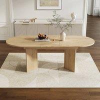 Matteo Oval Extendable Dining Table 4-6 Seater - Modern Oak Wood Grain Finish in Brown