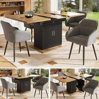 Matteo Telescopic Extendable Dining Table - Black MDF with Storage Shelf