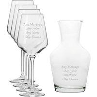 Uniqueful Personalised Set of 4 Infinity Wine Glasses 500ml Vin Carafe Set in Clear