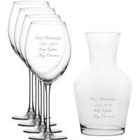 Uniqueful Personalised Set of 4 Enoteca Wine Glasses & 500ml Vin Carafe in Clear