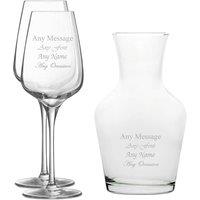 Uniqueful Personalised Engraved Set of 2 Sublym Wine Glass 500ml Vin Carafe Set in Clear