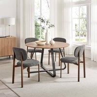 FurnitureboxUK Santorini Round Wood Effect Dining Table 4 Mirelle Chairs in Dark Grey