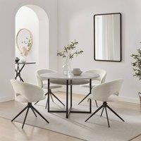 FurnitureboxUK Adley Round Grey Concrete Effect Dining Table 4 Anika Swivel Chairs