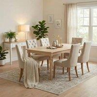 FurnitureboxUK Aalto Whitewashed Wood Dining Table 6 Beige Belgravia Chairs