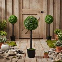 Wyld Haus Rimmo Set of 2 Artificial Boxwood Ball Trees UV Resistant in Green