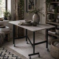 Wyld Haus Ritodo Grey Marble Effect Mobile Drop Leaf Dining Table Locking Wheels